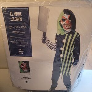 Light-Up Electric Terror Clown Costume for Kids- Size Large 10-12